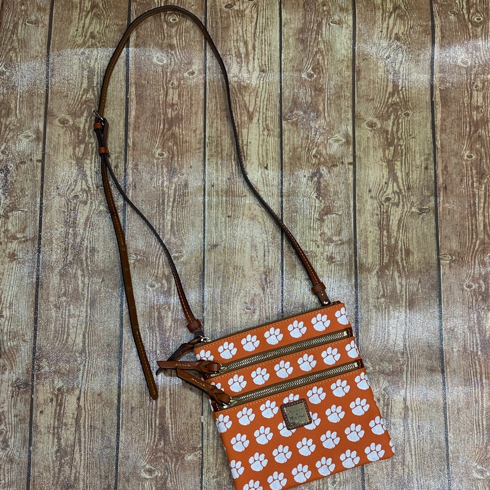 Dooney & Bourke Orange Paw Print Crossbody Bag